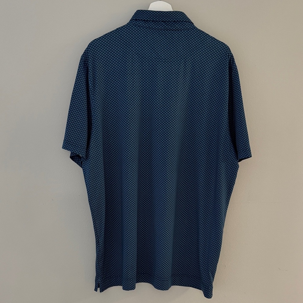 Deolax Men XL Blue Patterned Geometric Short Sleeve‎ Polo Golf Shirt - Picture 4 of 11